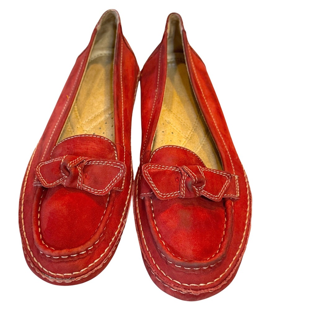 Naturalizer Levity Red Suede Leather Bow Loafers Flats Shoes 9M 20802